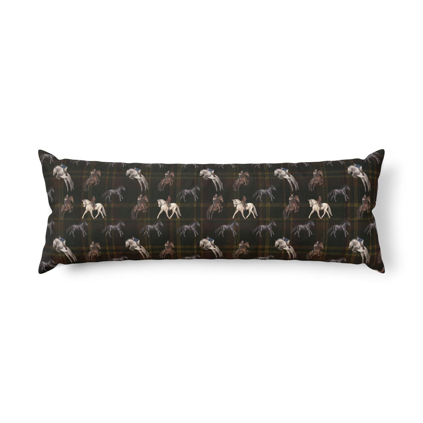 Briarwood Equestrian Body Pillow — Dark Tartan Horse Design