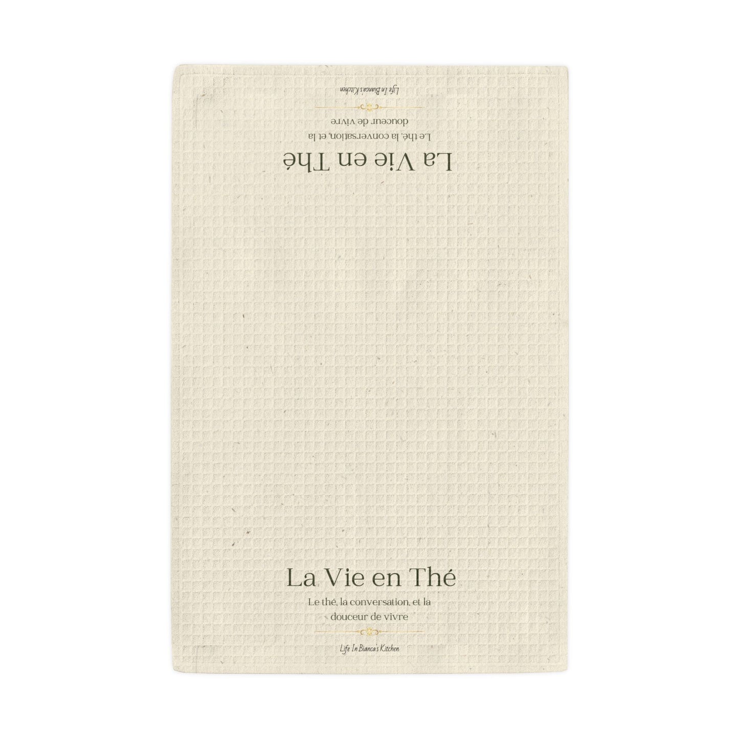 La Vie en Thé Signature Waffle Weave Kitchen Towel | French Tea Philosophy | Parchment Edition