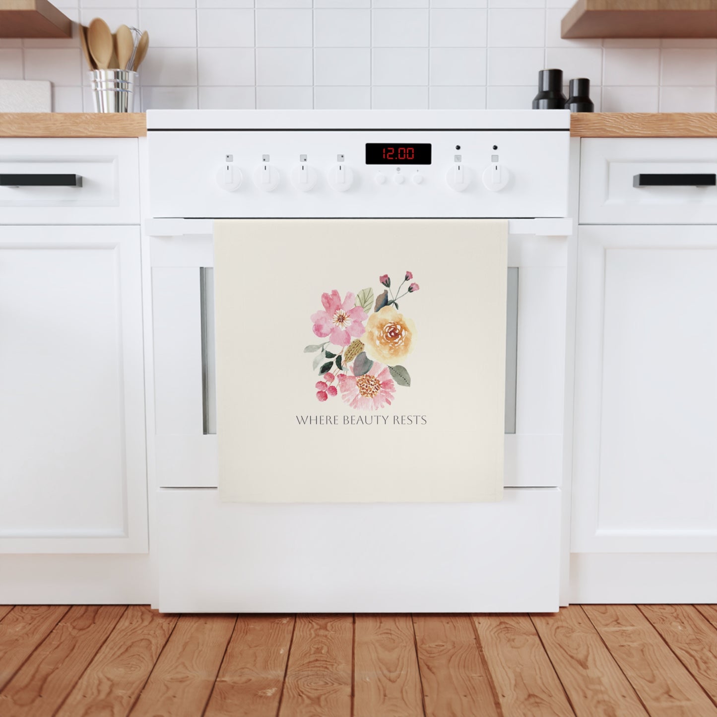 Where Beauty Rests | Cotton Tea Towel – Spring Botanical