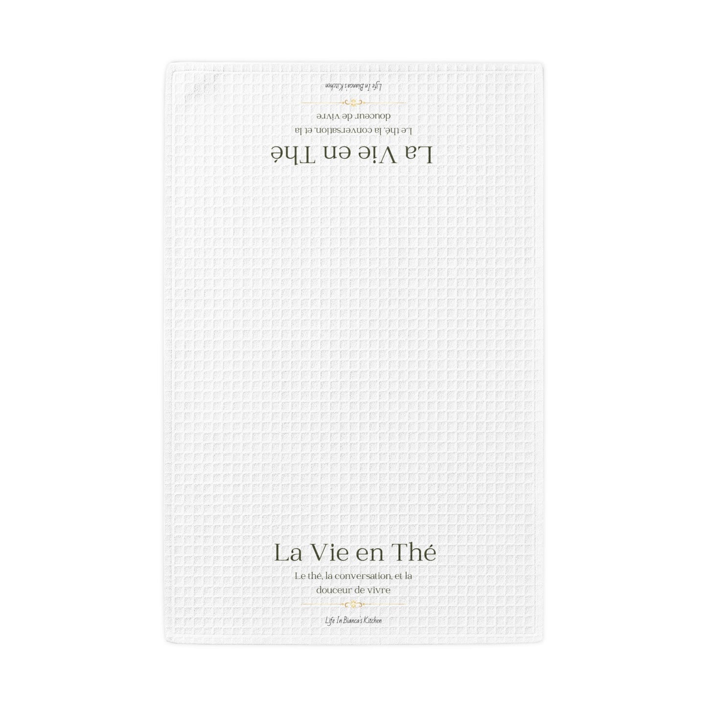 La Vie en Thé Signature Waffle Weave Kitchen Towel | French Tea Philosophy | White Edition