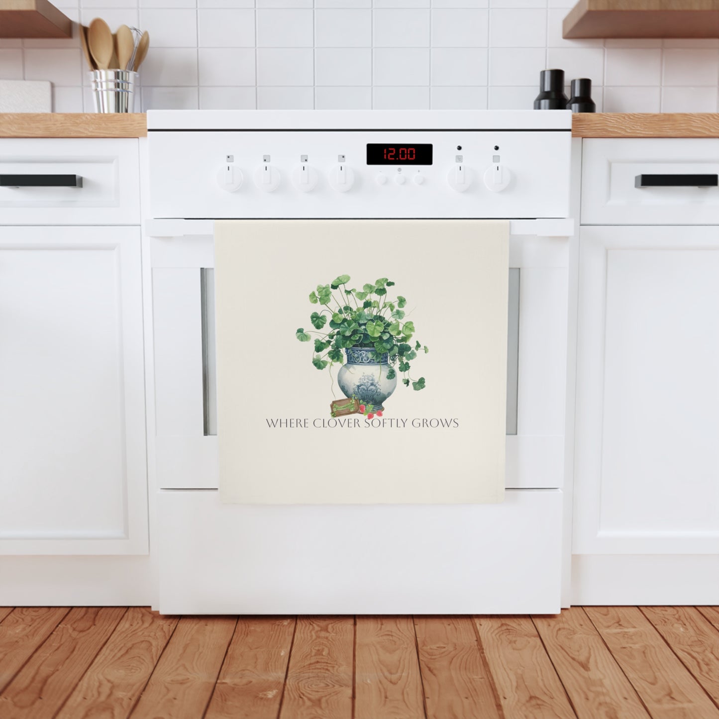 Where Clover Softly Grows | Cotton Tea Towel – Spring Botanical II