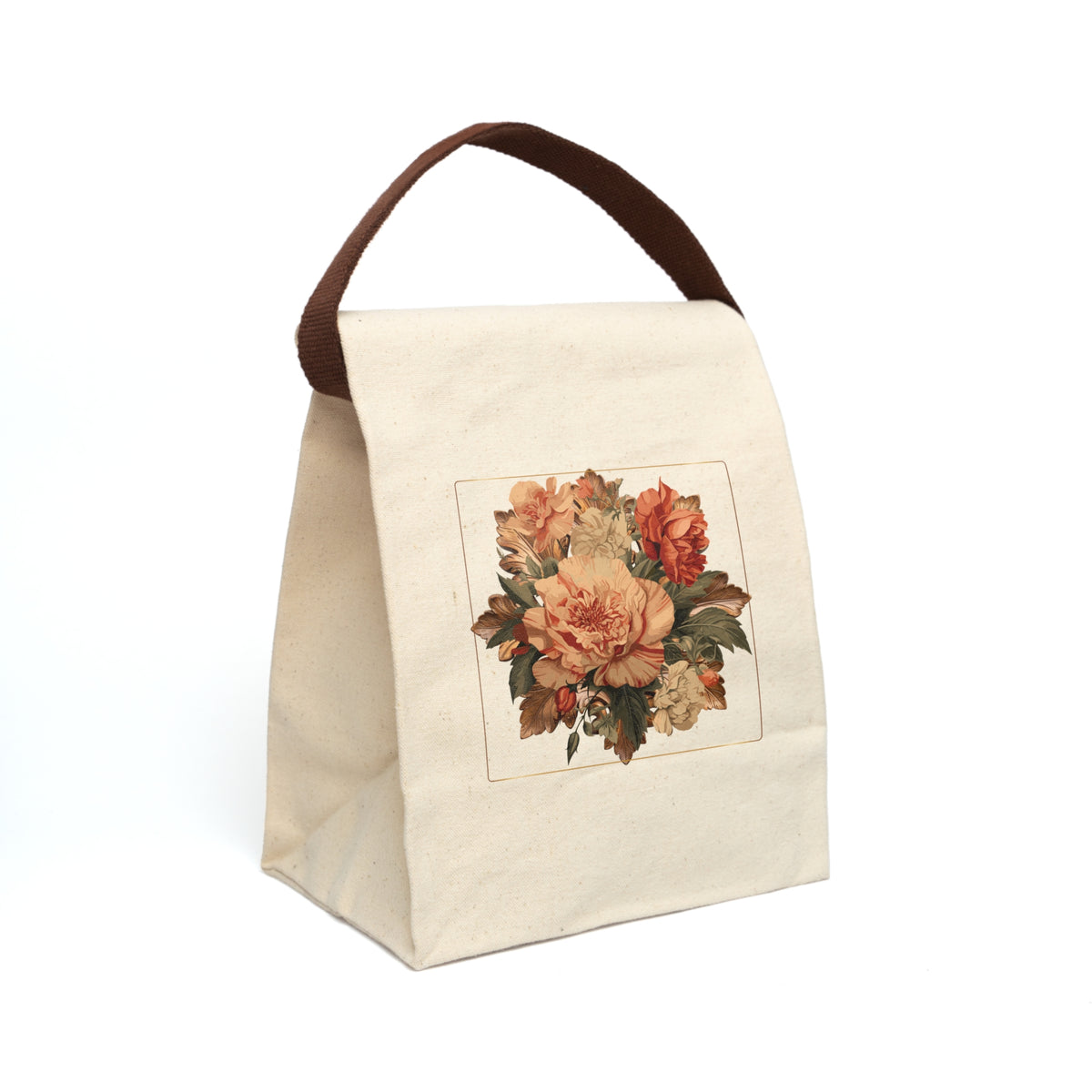 Briarwood Floral Canvas Lunch Bag — Vintage Botanical Bouquet