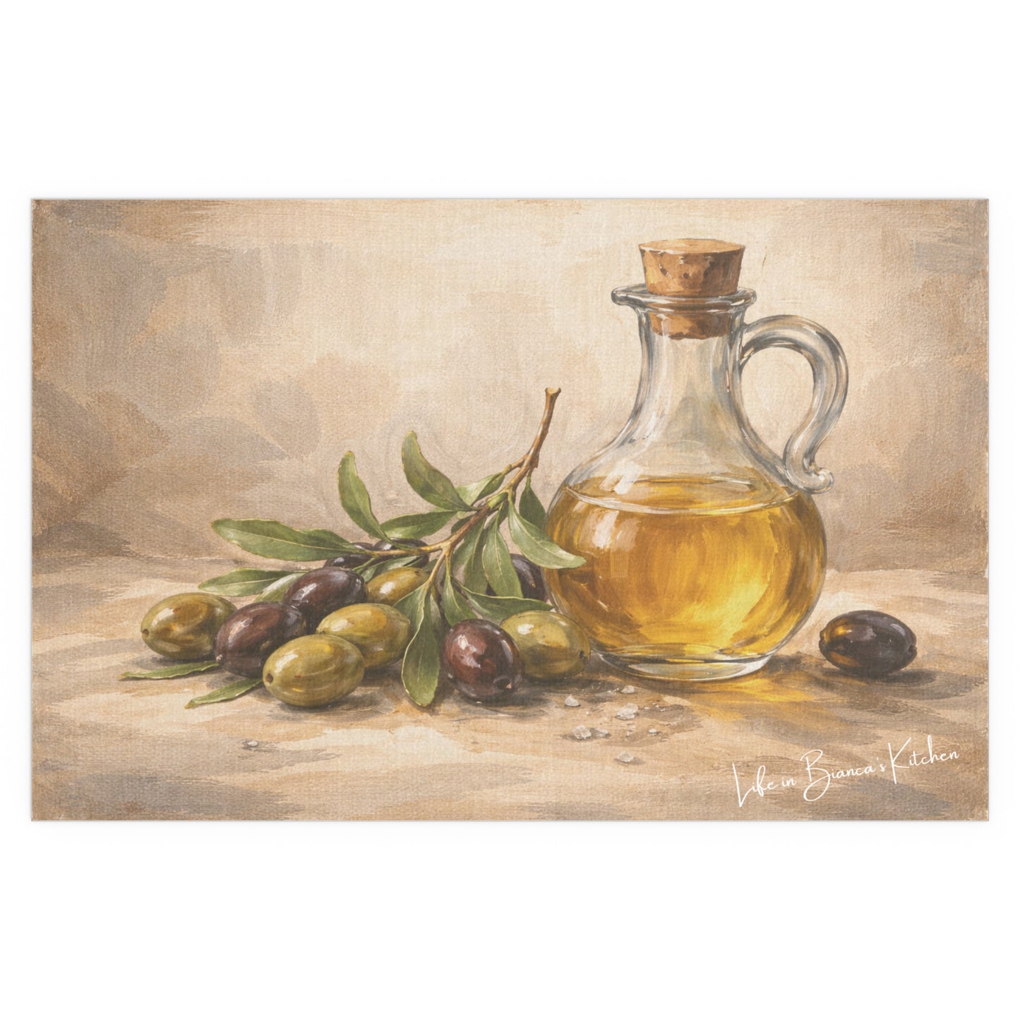 Rustic Olives Still Life (Silk Poster )  | La Tavola Rustica