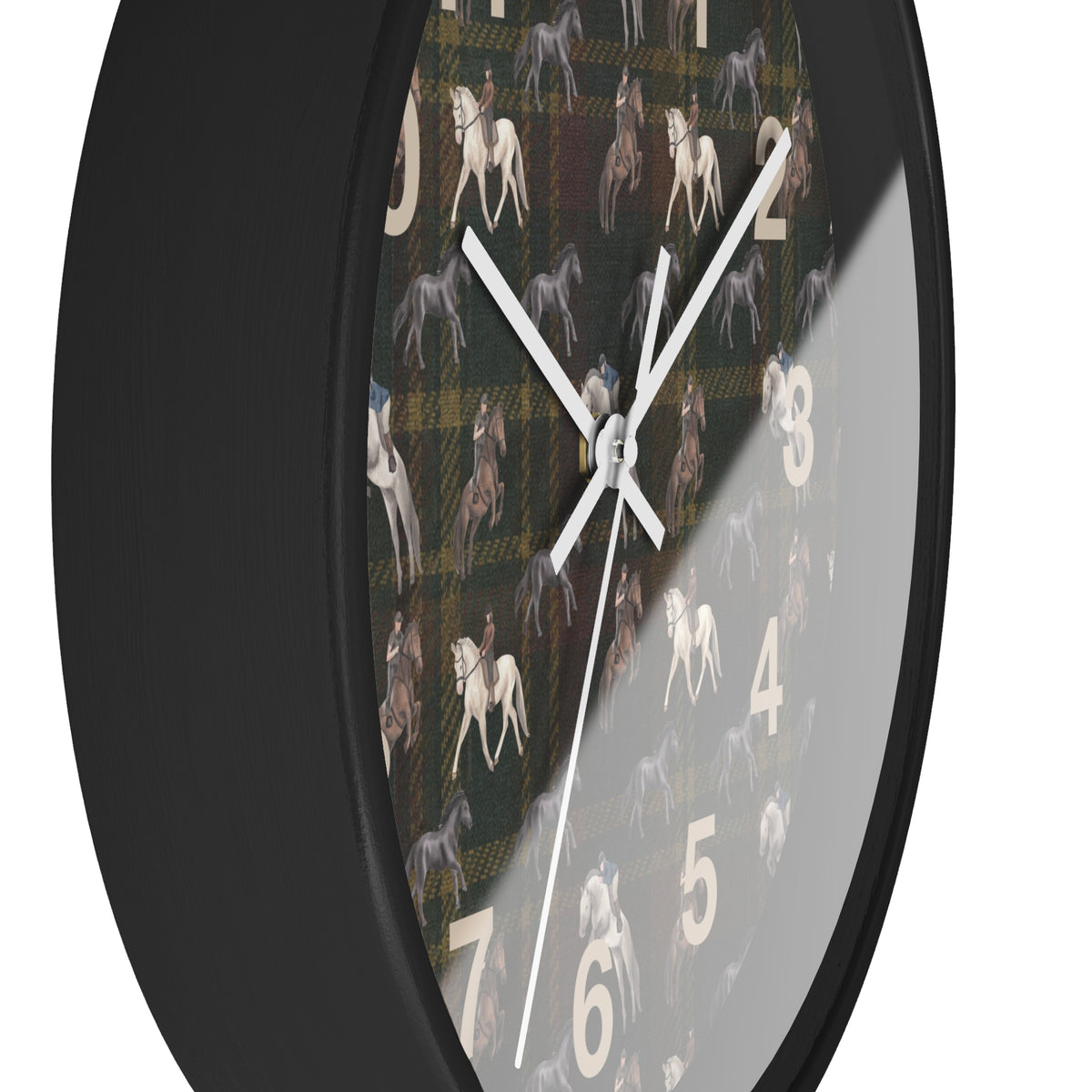 Briarwood Equestrian Wall Clock — Horse & Heritage Tartan Design