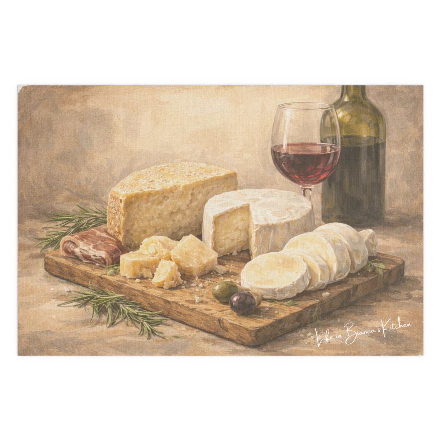 Rustic Cheese Still Life (Silk Poster )  | La Tavola Rustica