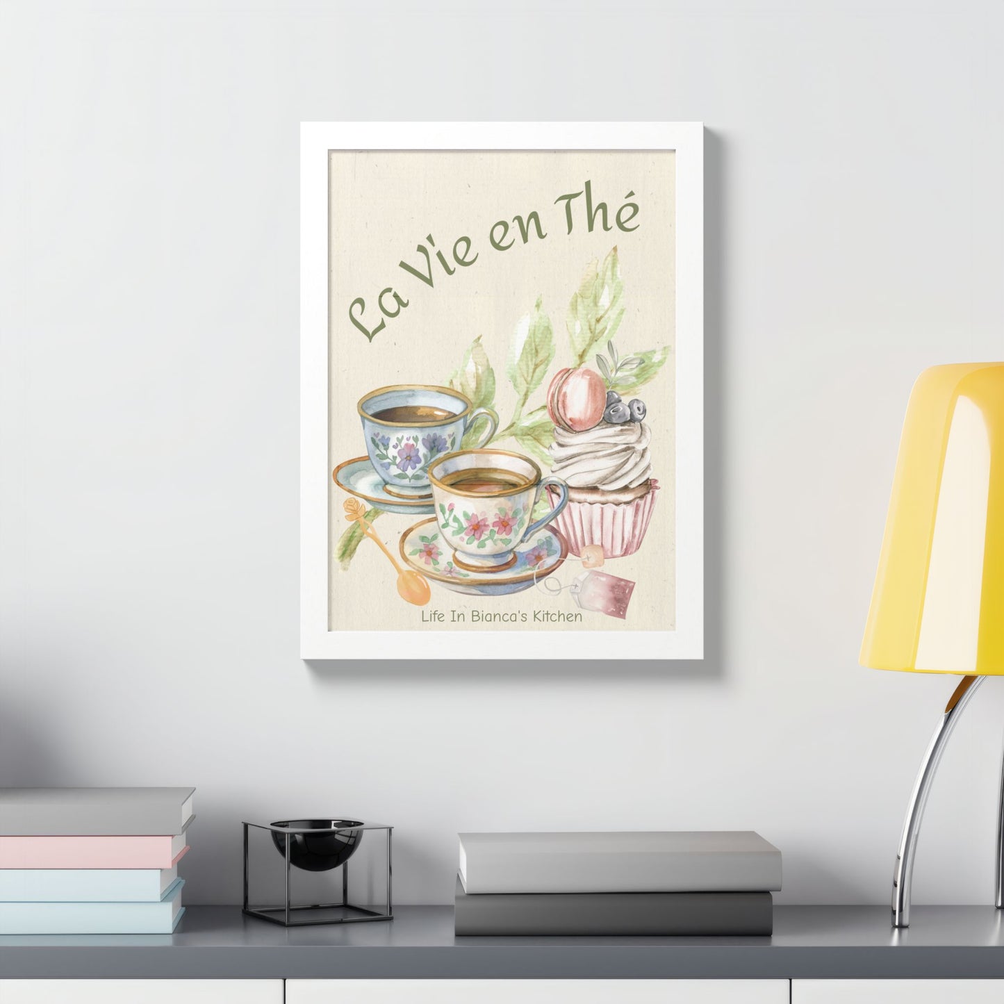 La Vie en Thé Tea Table Print | French Tea Cup Kitchen Wall Art