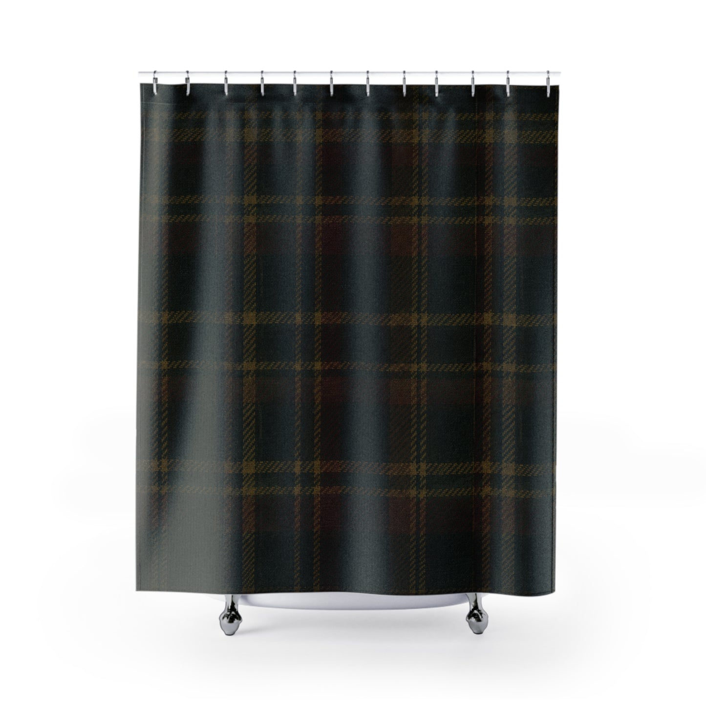 Briarwood Tartan Shower Curtain — Heritage Plaid in Forest Green & Russet