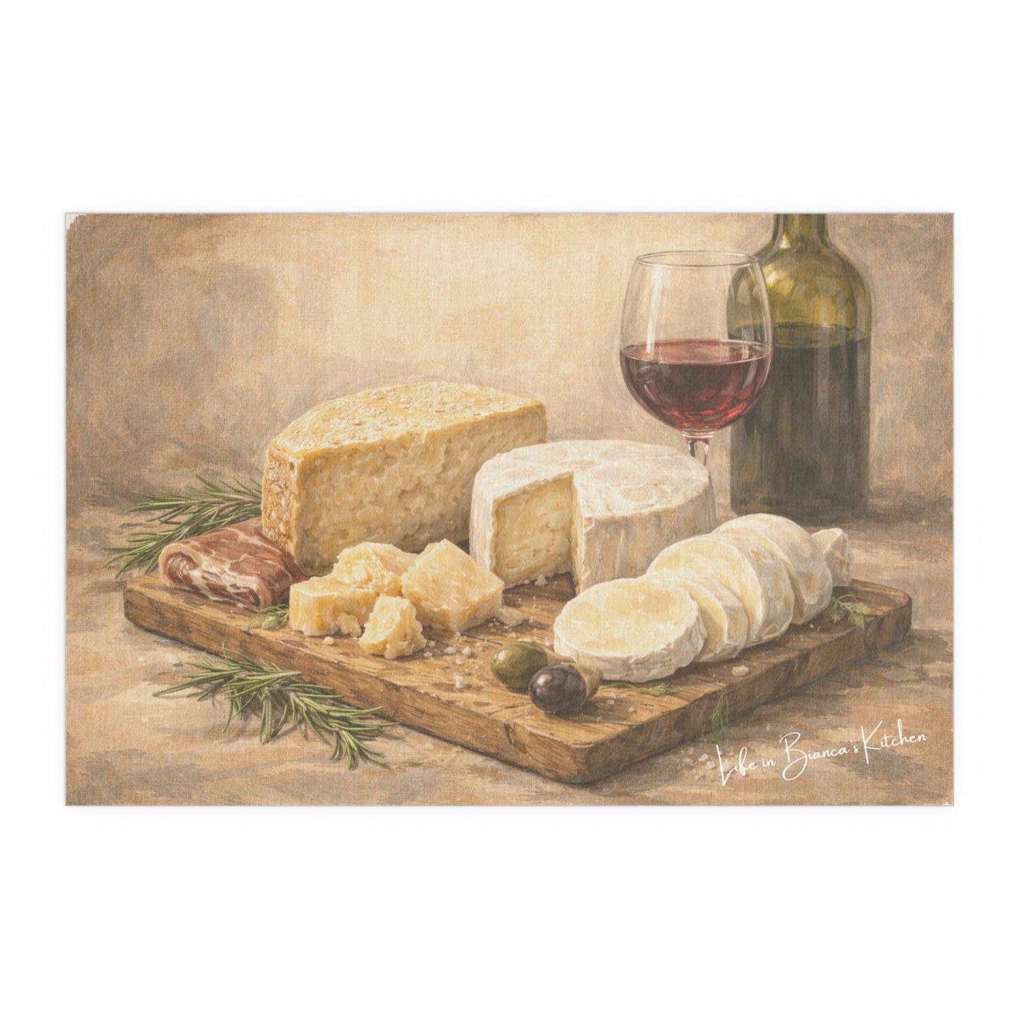 Rustic Cheese Still Life (Silk Poster )  | La Tavola Rustica