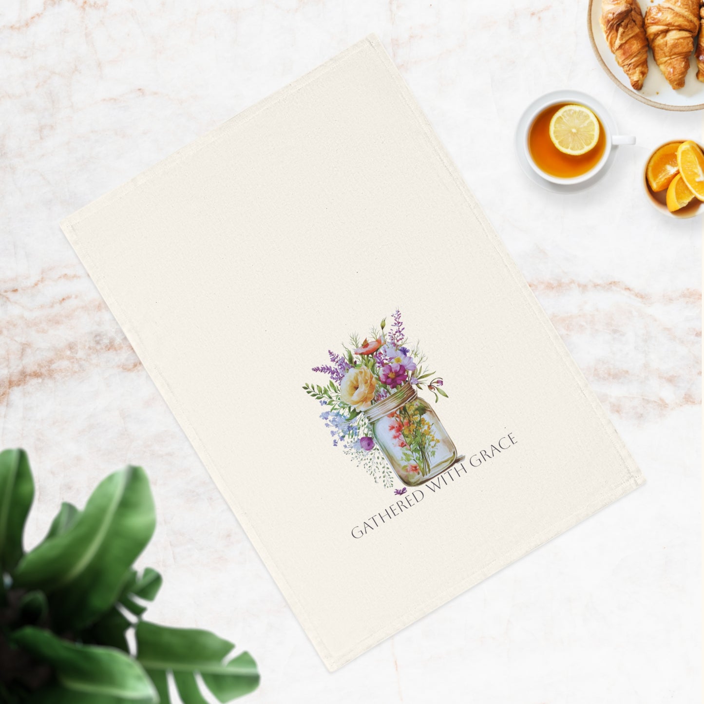 Gathered with Grace  | Cotton Tea Towel – Spring Botanical