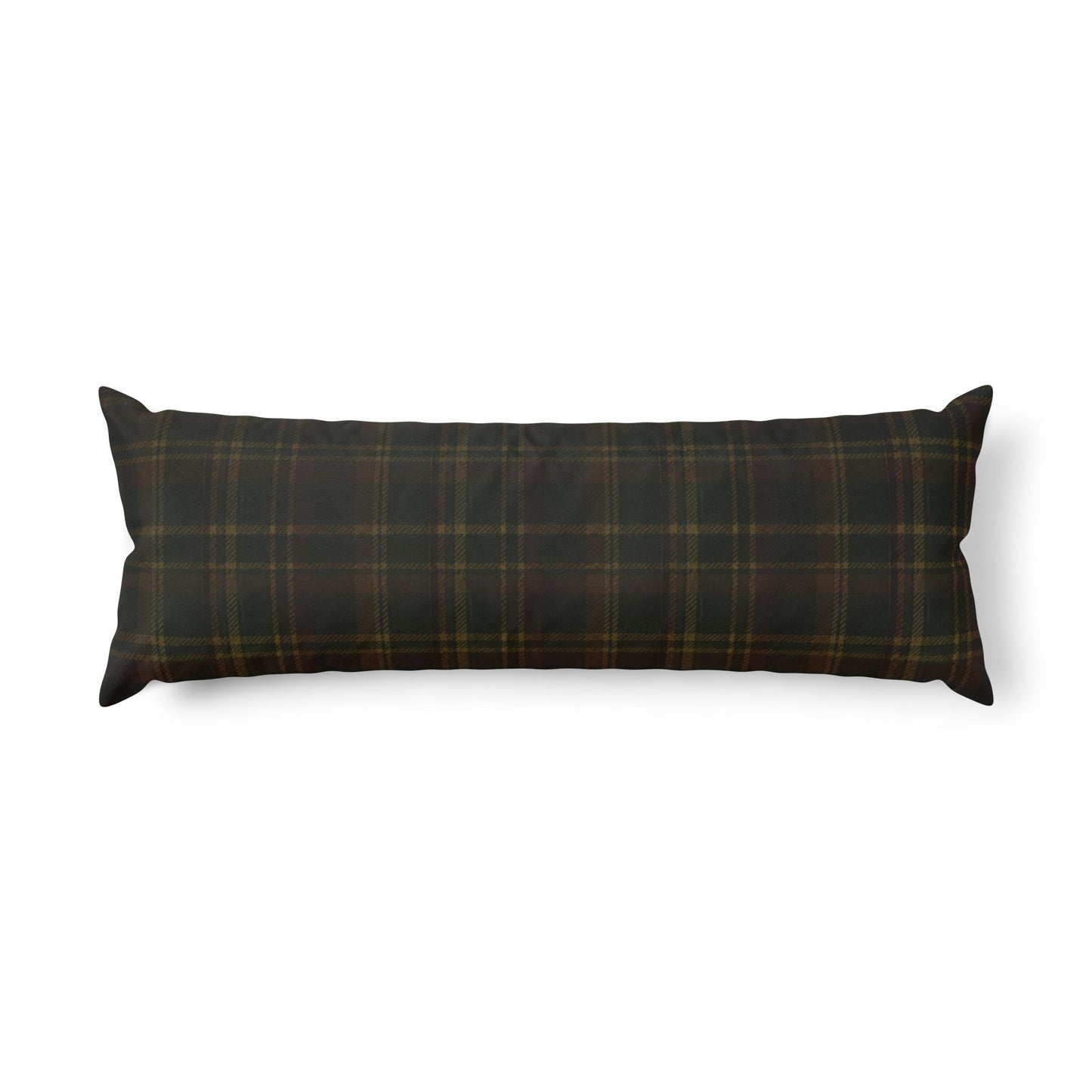 Briarwood Tartan Body Pillow — Heritage Plaid in Forest Green & Russet