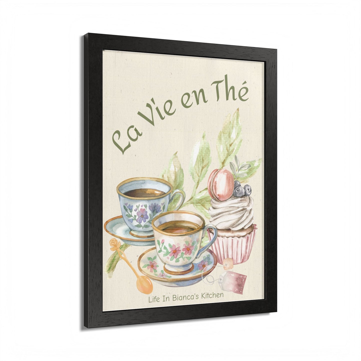 La Vie en Thé Tea Table Print | French Tea Cup Kitchen Wall Art
