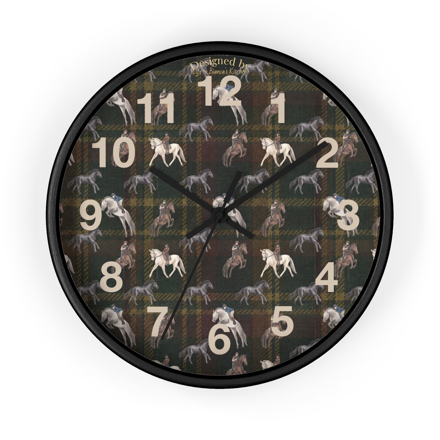 Briarwood Equestrian Wall Clock — Horse & Heritage Tartan Design