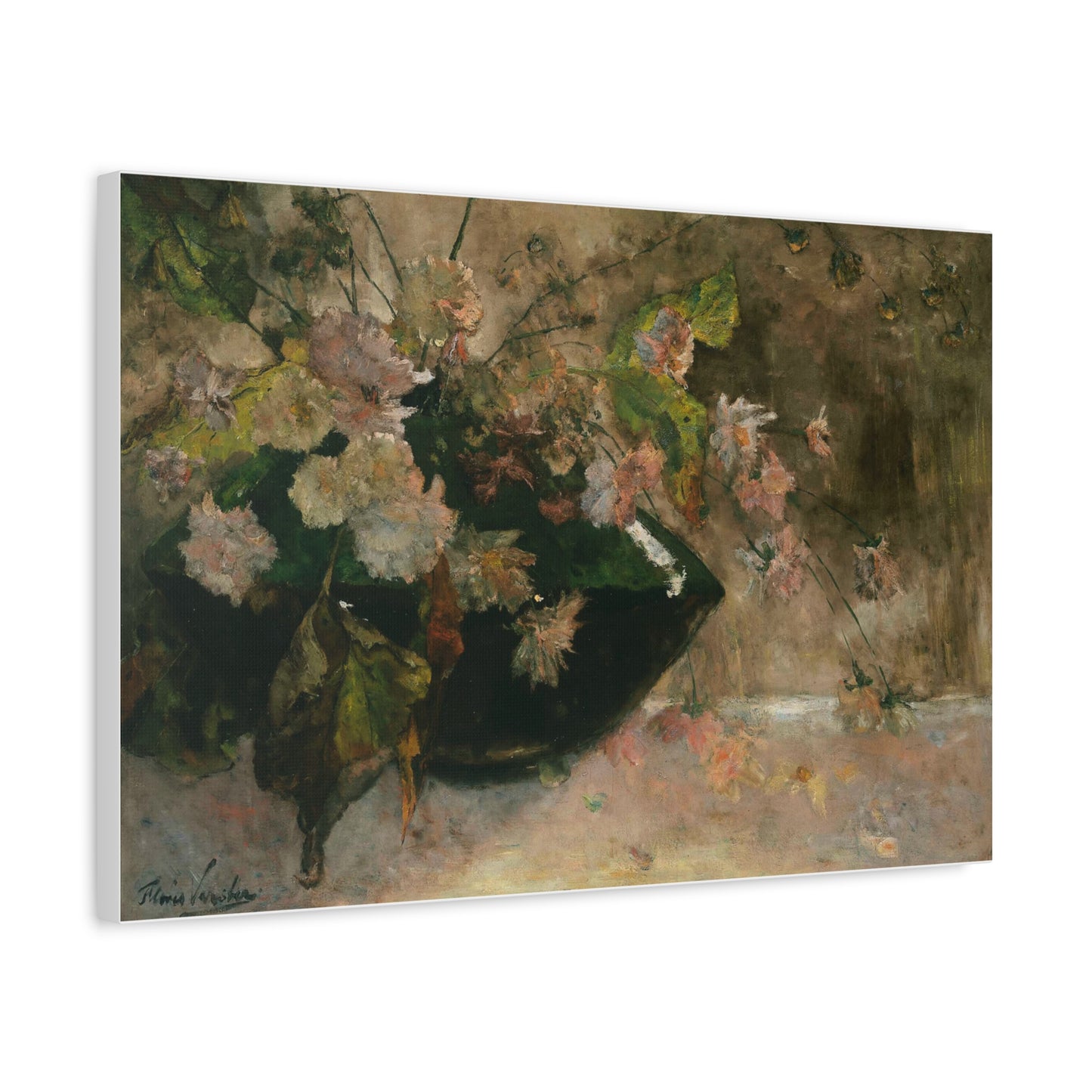 Moody Garden Flowers | Botanical Still Life Canvas Art