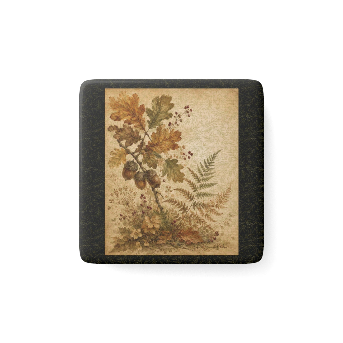 Fall Fronds I — Autumn Botanical Porcelain Magnet