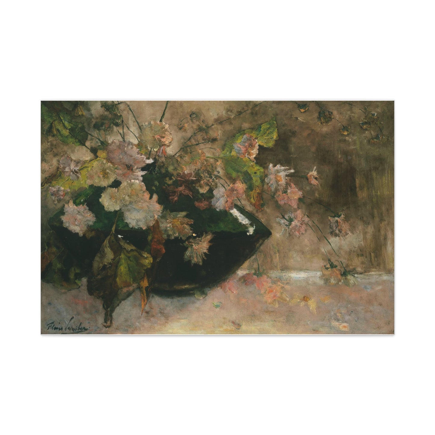 Moody Garden Flowers | Botanical Still Life Canvas Art
