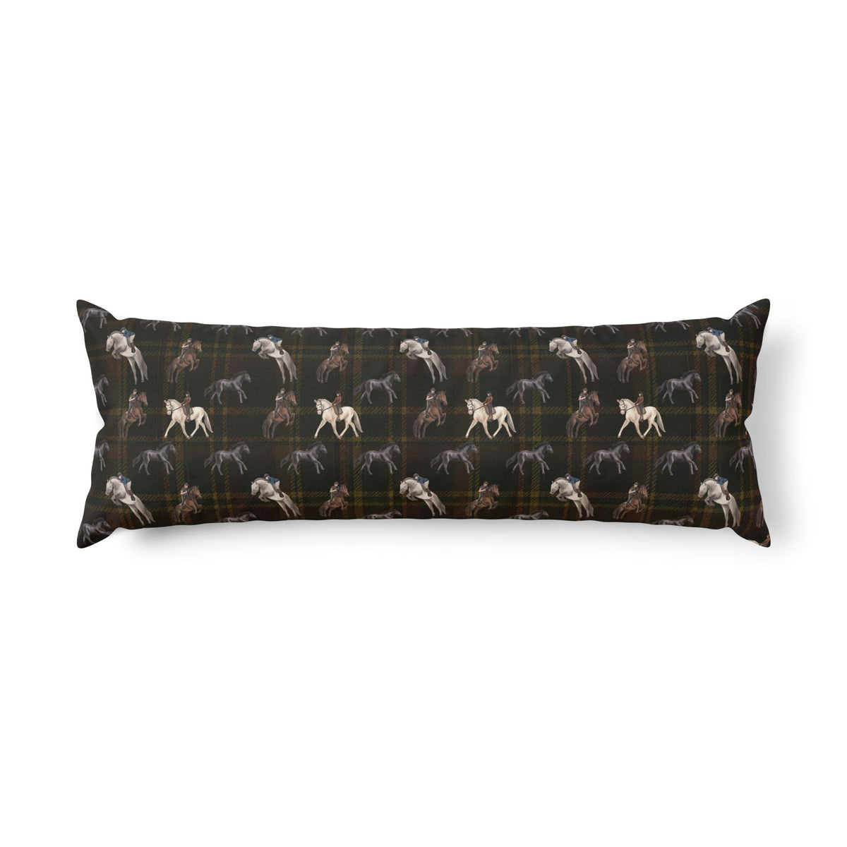 Briarwood Equestrian Body Pillow — Dark Tartan Horse Design
