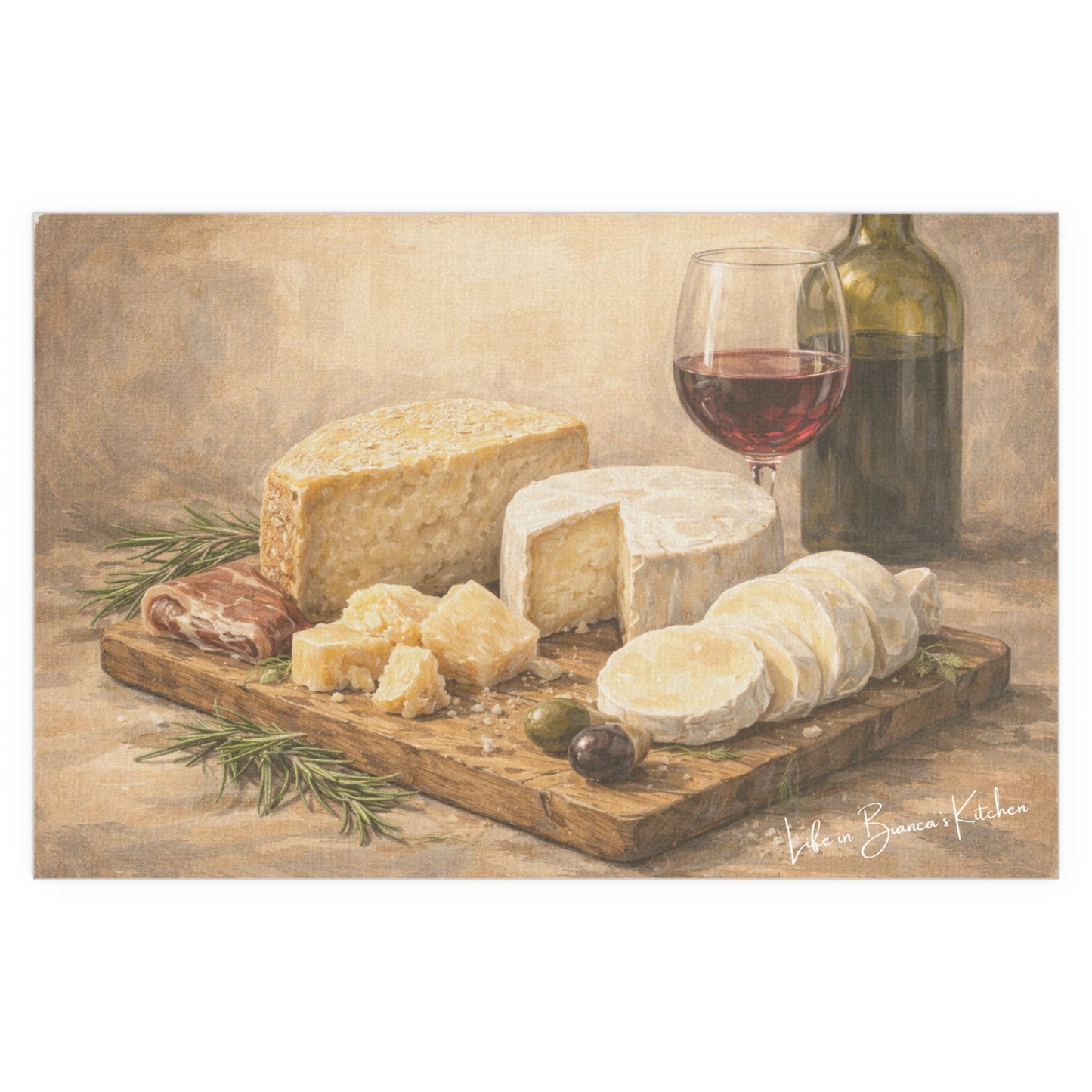 Rustic Cheese Still Life (Silk Poster )  | La Tavola Rustica
