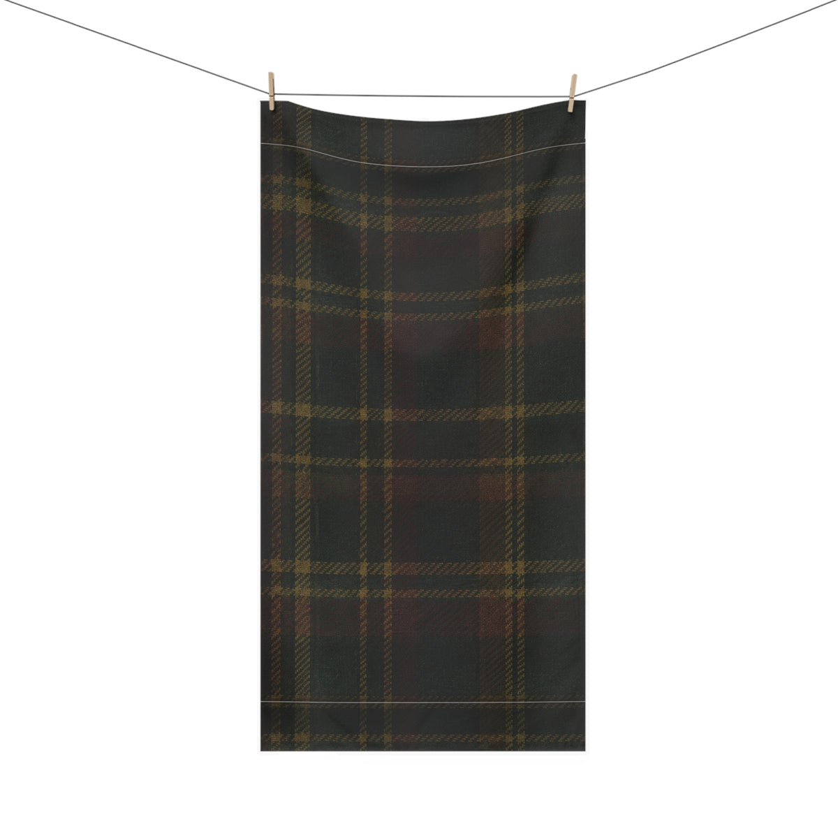 Briarwood Tartan Bath Towel — Heritage Plaid in Forest Green & Russet