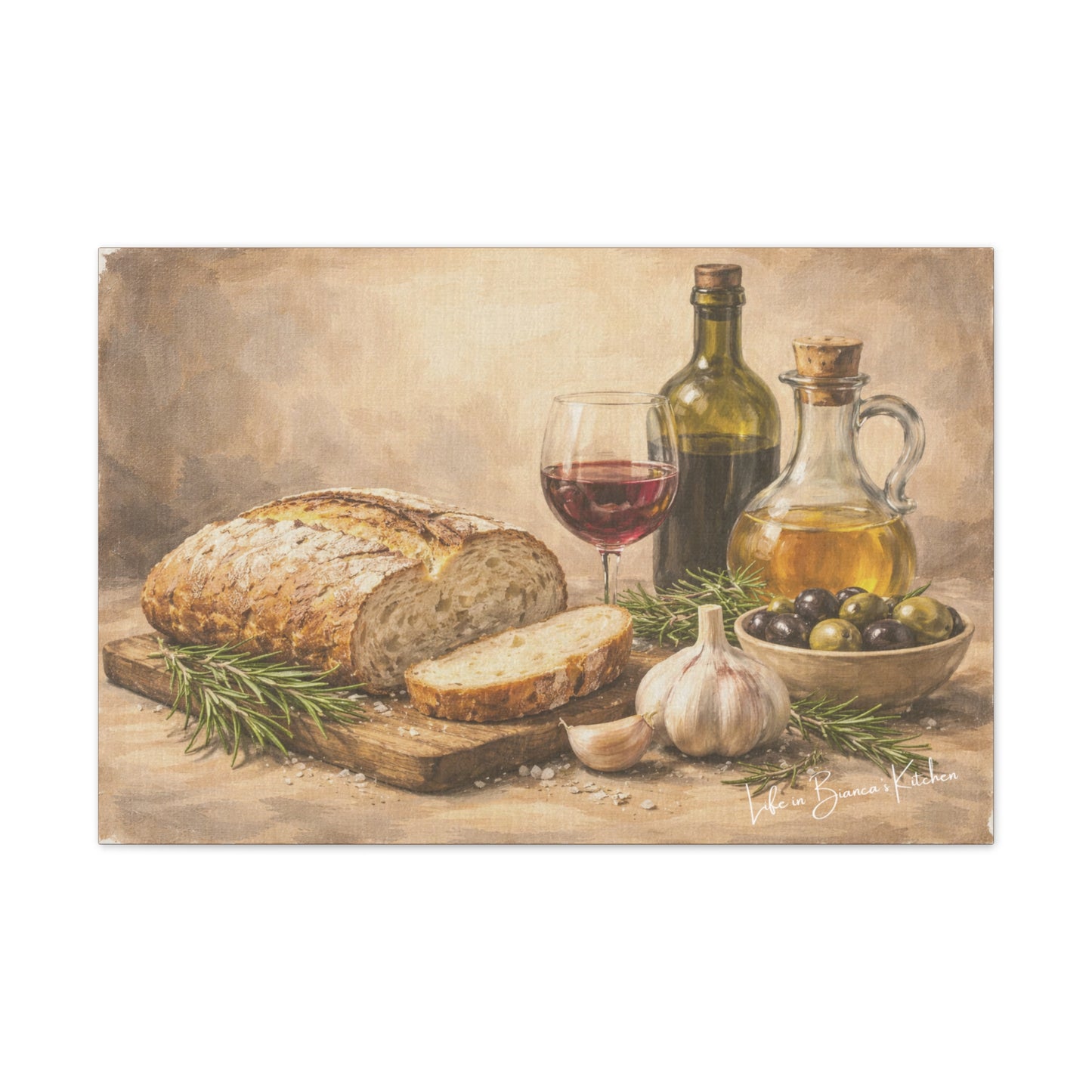 Rustic Bread Still Life (Canvas) | La Tavola Rustica