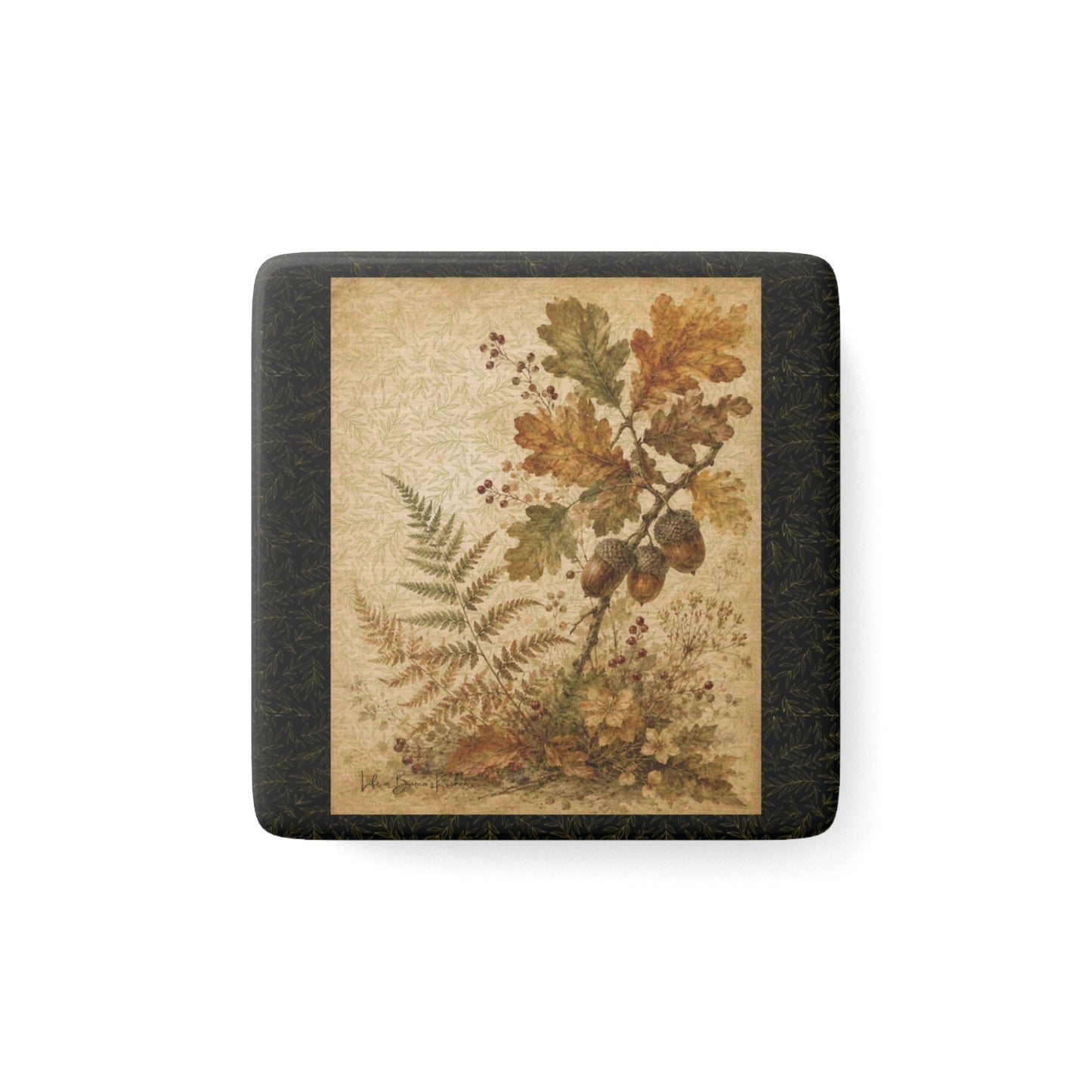 Fall Fronds II — Autumn Botanical Porcelain Magnet