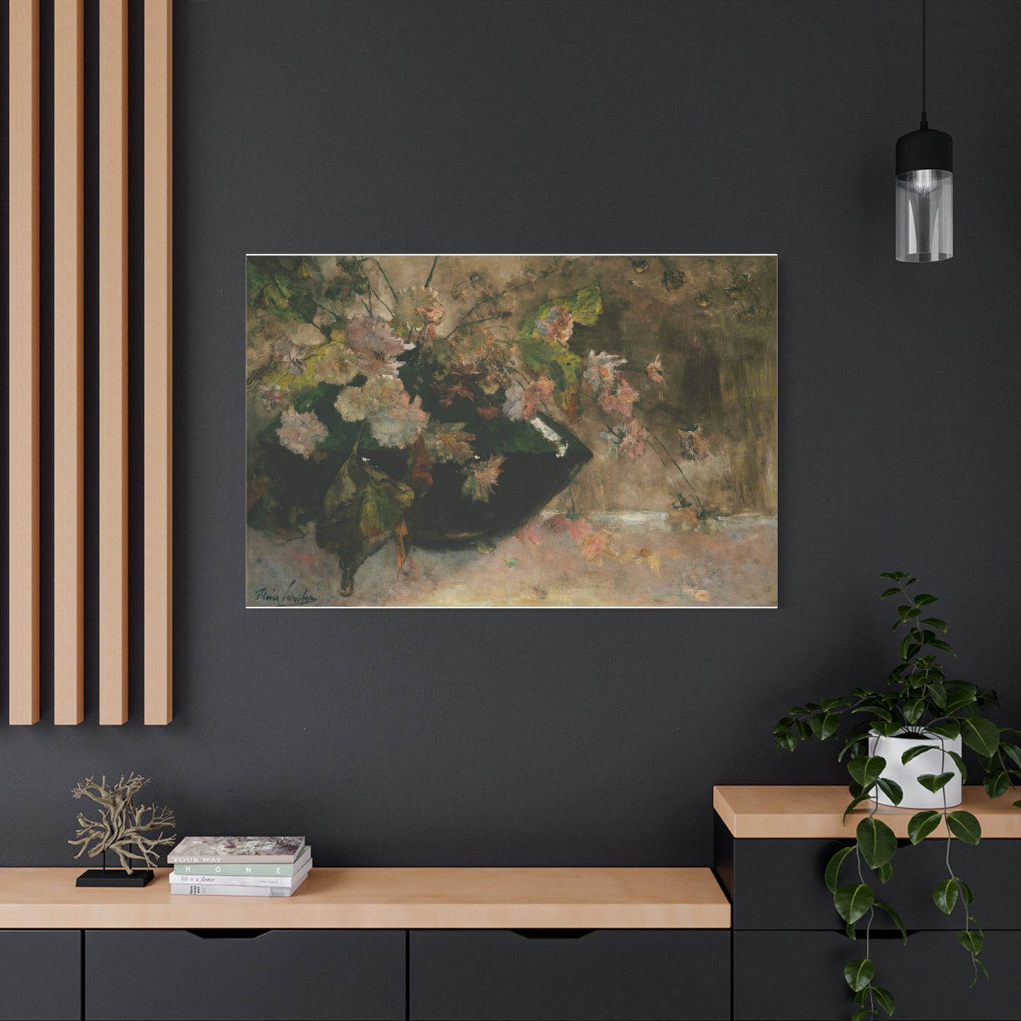 Moody Garden Flowers | Botanical Still Life Canvas Art