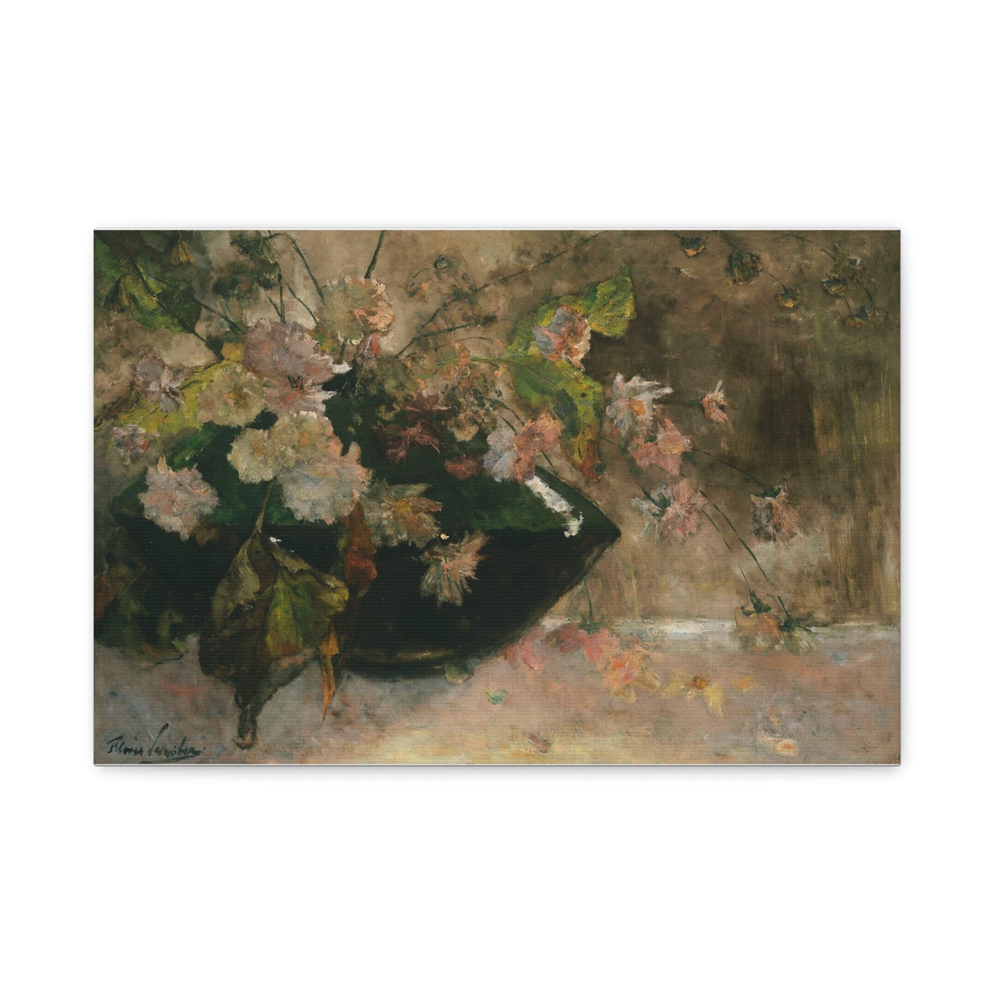 Moody Garden Flowers | Botanical Still Life Canvas Art