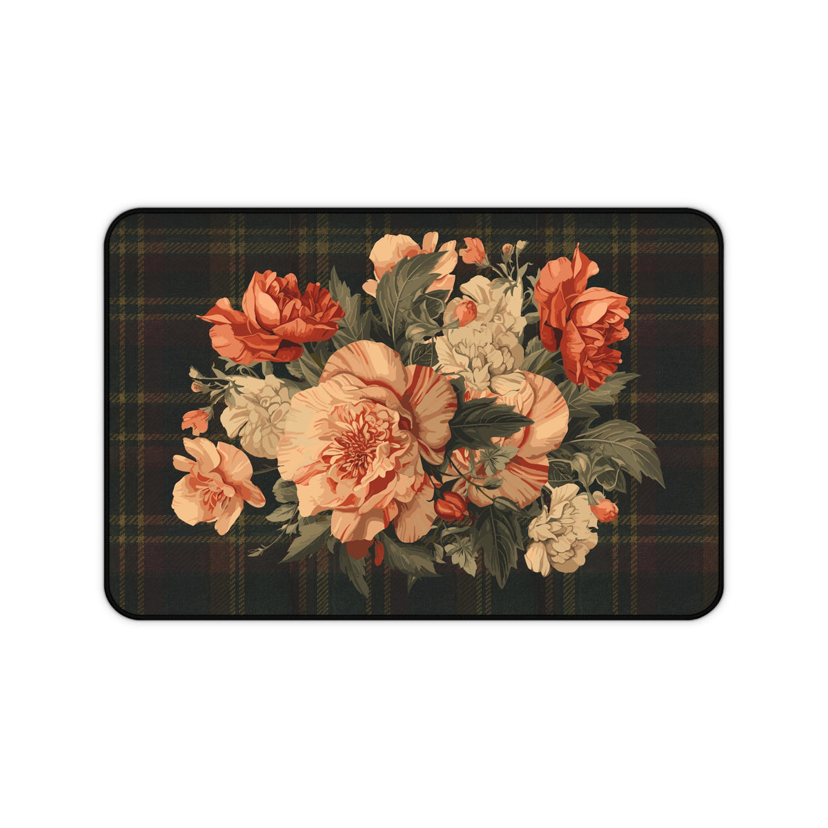 Briarwood Floral Tartan Desk Mat — Vintage Rose & Heritage Plaid