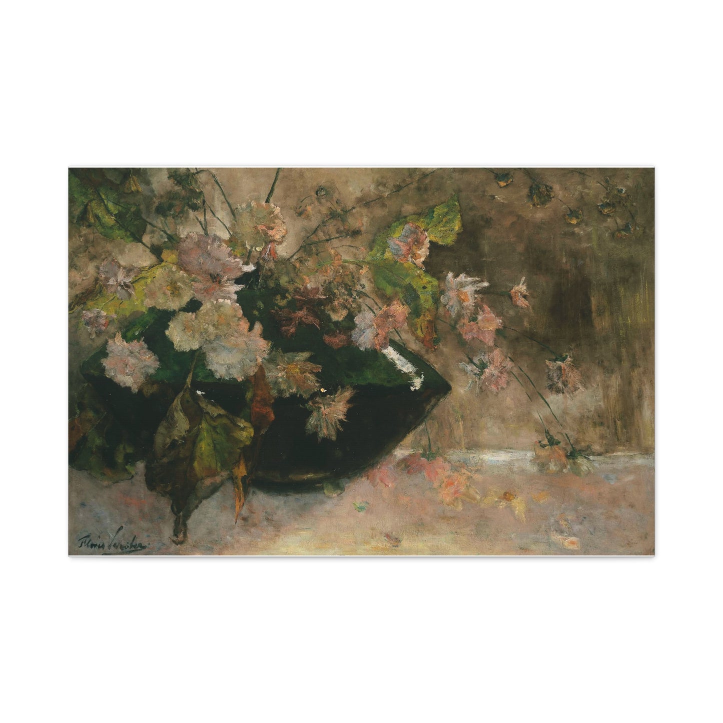 Moody Garden Flowers | Botanical Still Life Canvas Art
