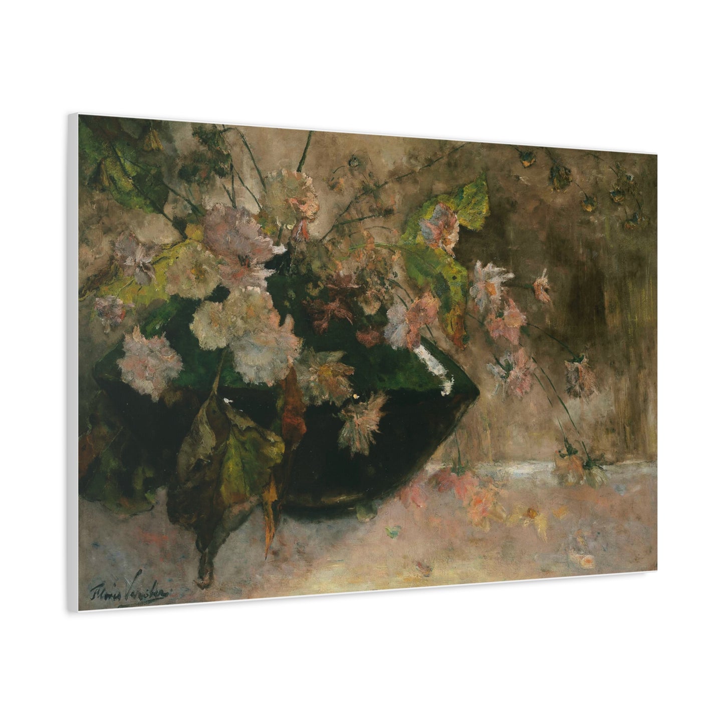 Moody Garden Flowers | Botanical Still Life Canvas Art