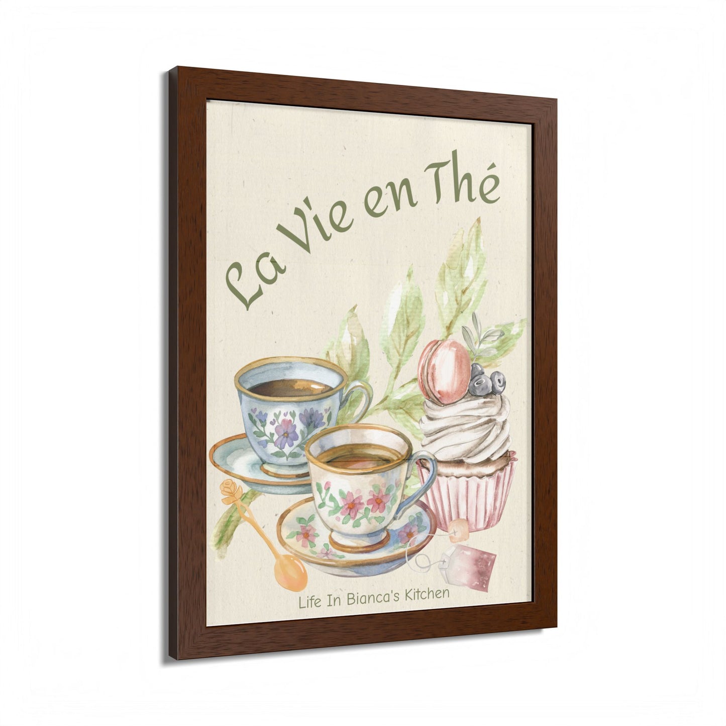 La Vie en Thé Tea Table Print | French Tea Cup Kitchen Wall Art