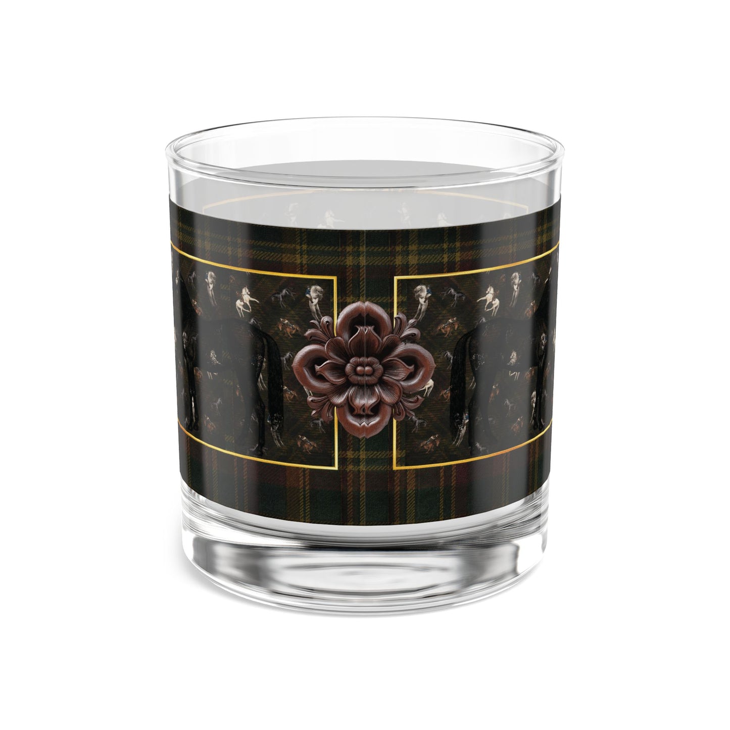Briarwood Equestrian Rocks Glass — Horse & Heritage Tartan, 10 oz
