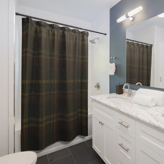 Briarwood Tartan Shower Curtain — Heritage Plaid in Forest Green & Russet