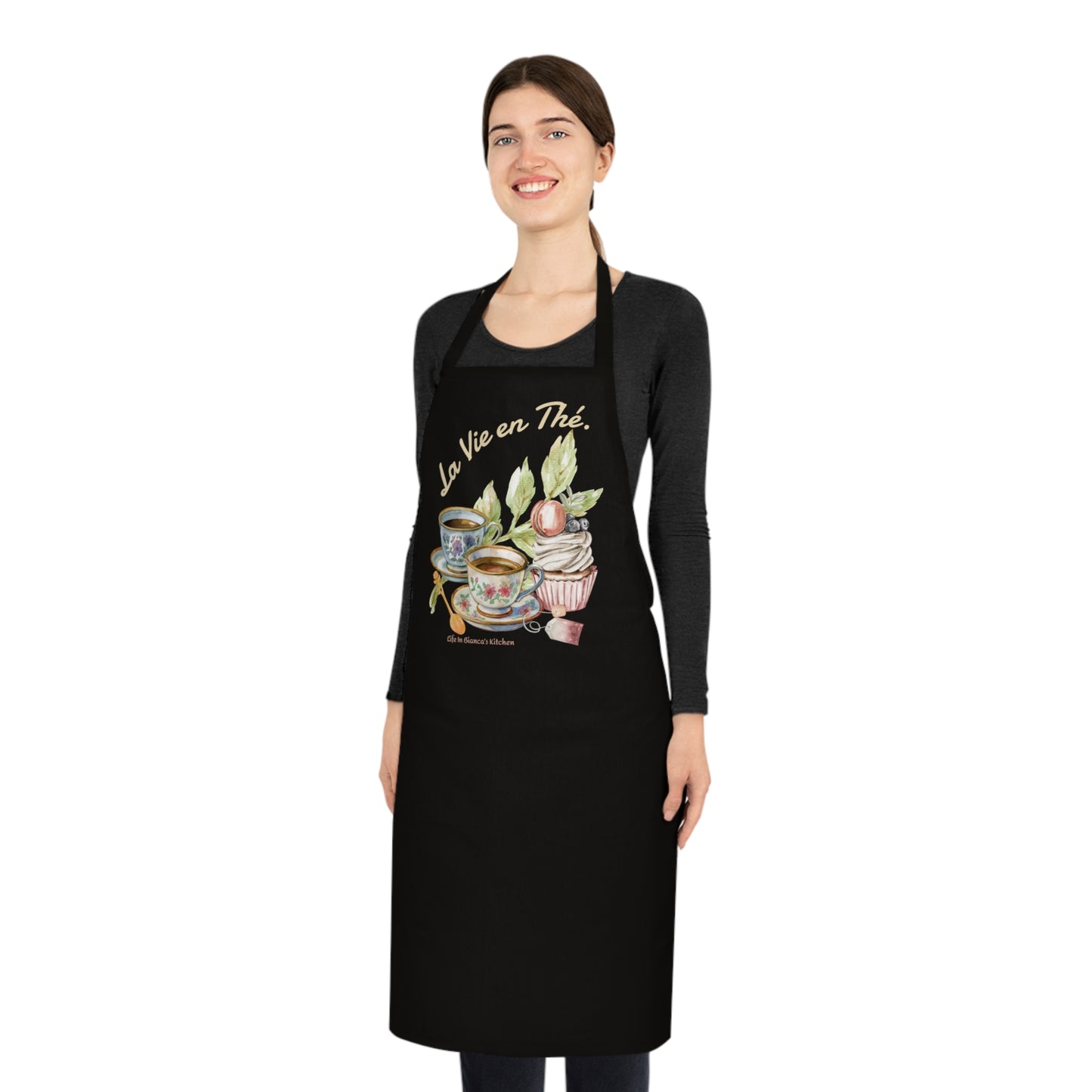 La Vie en Thé Illustrated Kitchen Apron | French Tea Cup Design