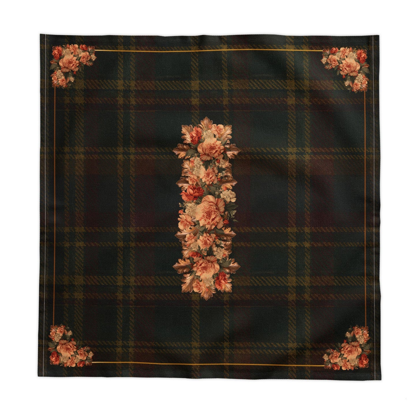 Briarwood Floral Tartan Tablecloth — Vintage Rose & Heritage Plaid