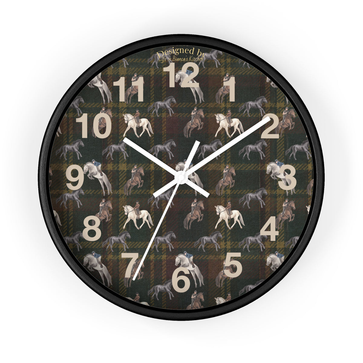 Briarwood Equestrian Wall Clock — Horse & Heritage Tartan Design