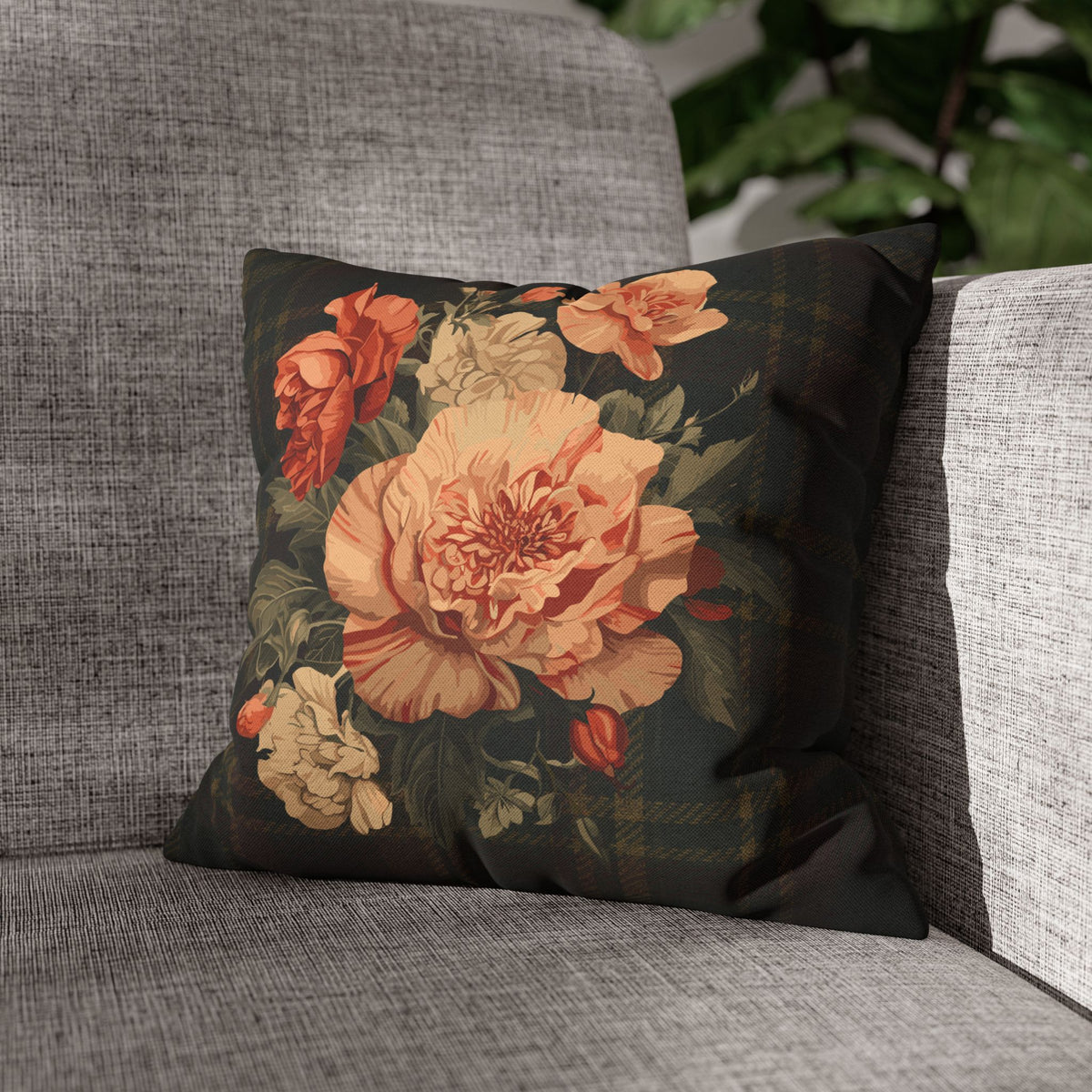 Briarwood Floral Faux Suede Decorative Pillow Cover II — 14" × 14"
