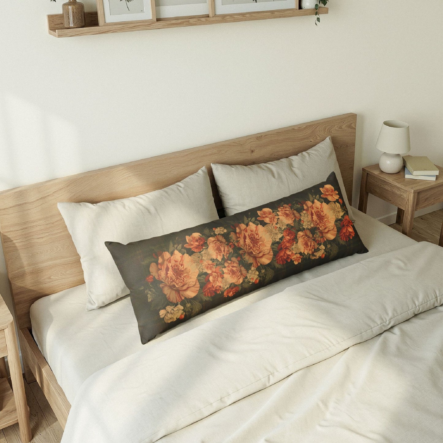 Briarwood Floral Body Pillow — Vintage Rose & Heritage Tartan Design