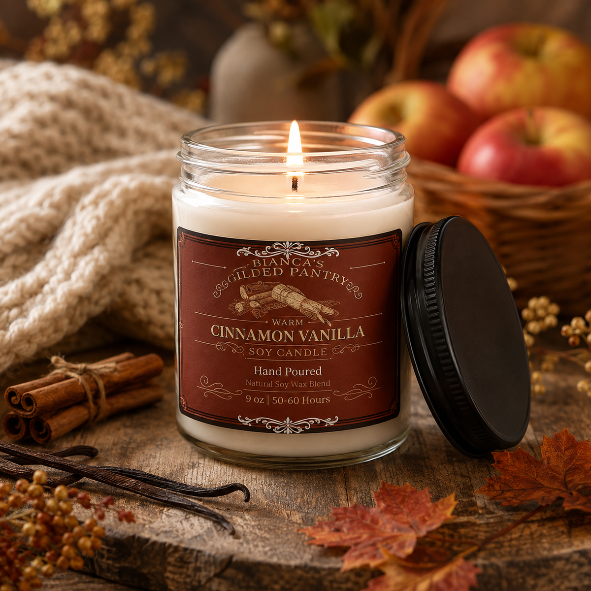 *LIMITED EDITION* Warm Cinnamon Vanilla Soy Candle | Cozy Autumn Spiced Soy Candle