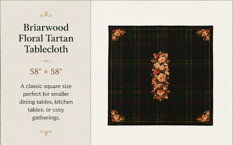 Briarwood Floral Tartan Tablecloth — Vintage Rose & Heritage Plaid