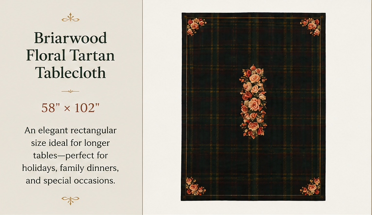 Briarwood Floral Tartan Tablecloth — Vintage Rose & Heritage Plaid