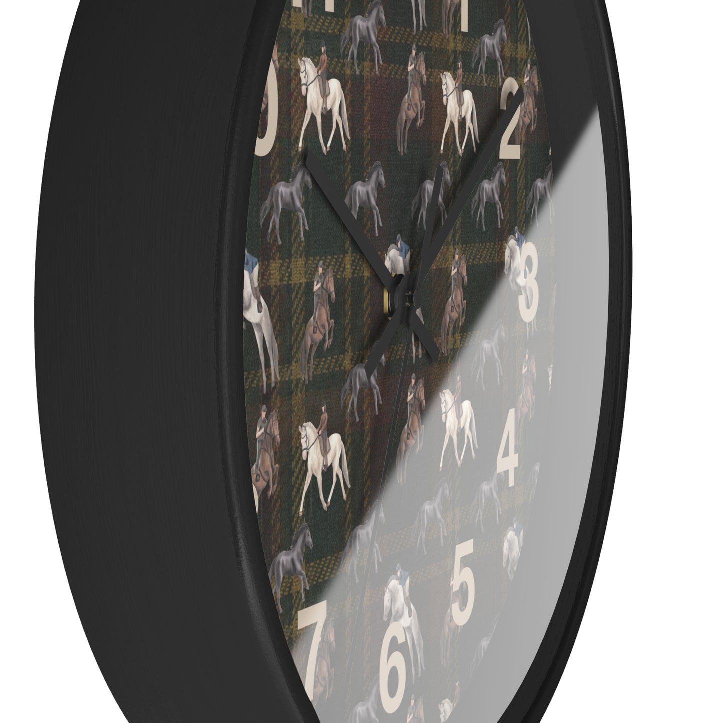Briarwood Equestrian Wall Clock — Horse & Heritage Tartan Design