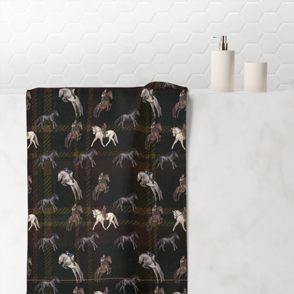 Briarwood Equestrian Bath Towel — Heritage Tartan Horse Design