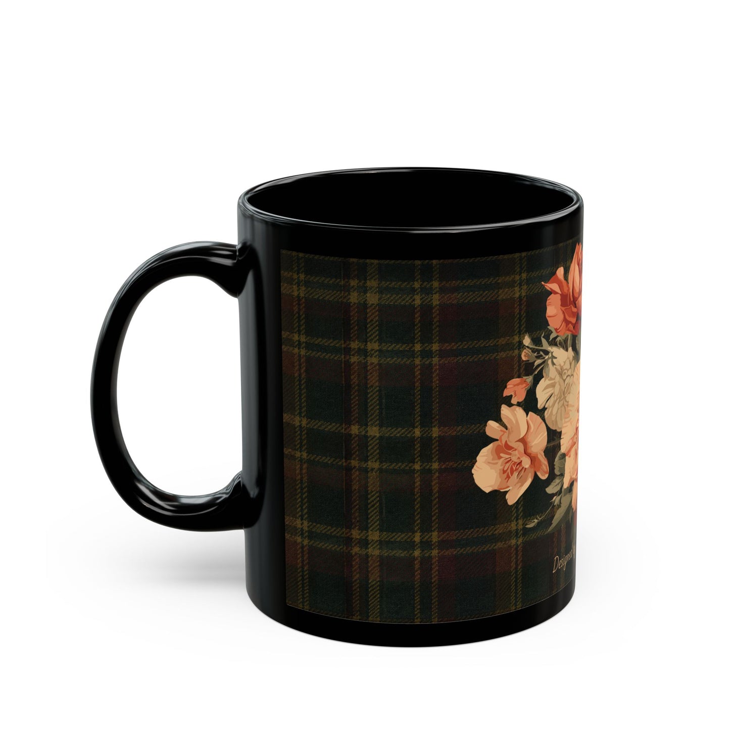 Briarwood Floral Mug — Vintage Rose & Heritage Tartan