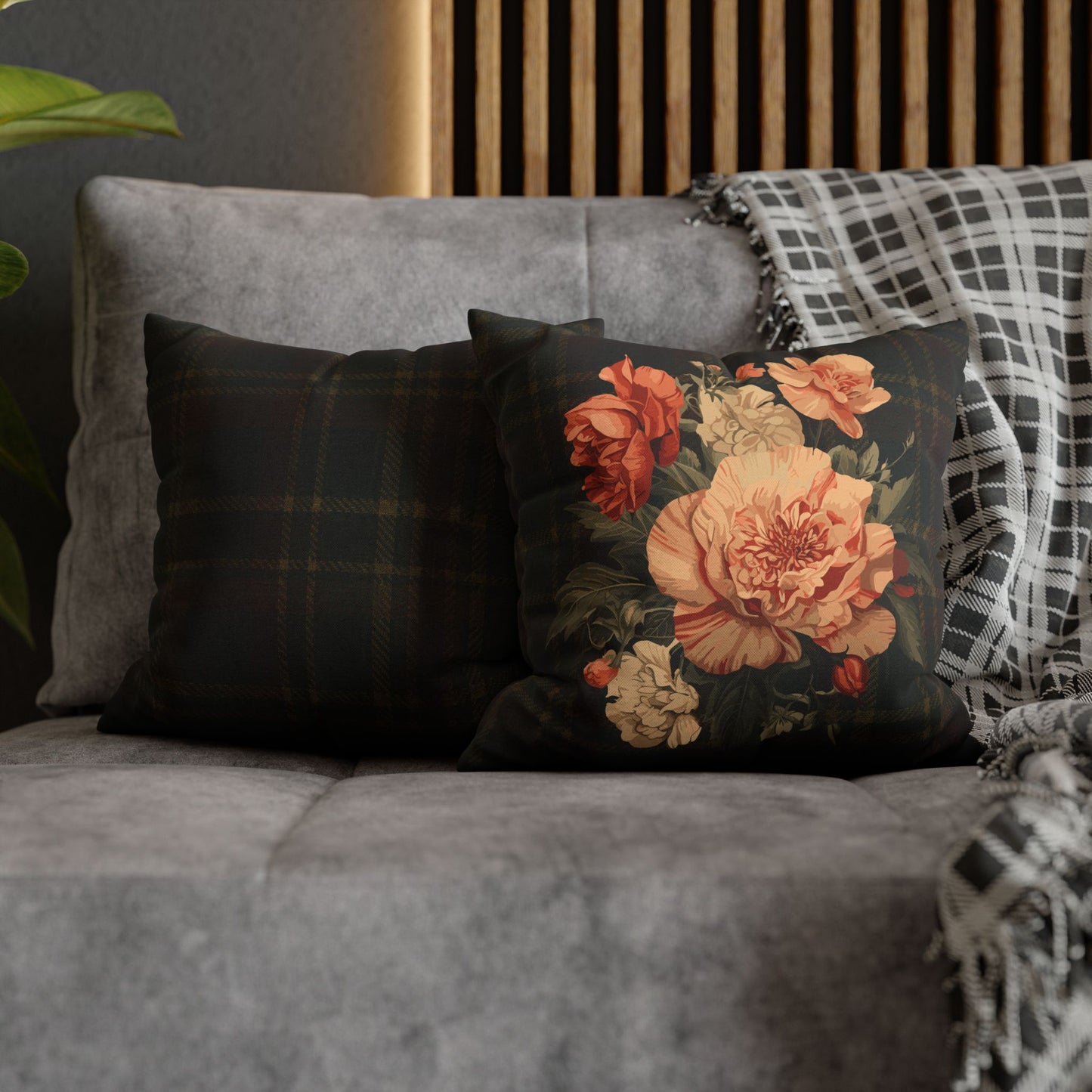 Briarwood Floral Faux Suede Decorative Pillow Cover II — 14" × 14"
