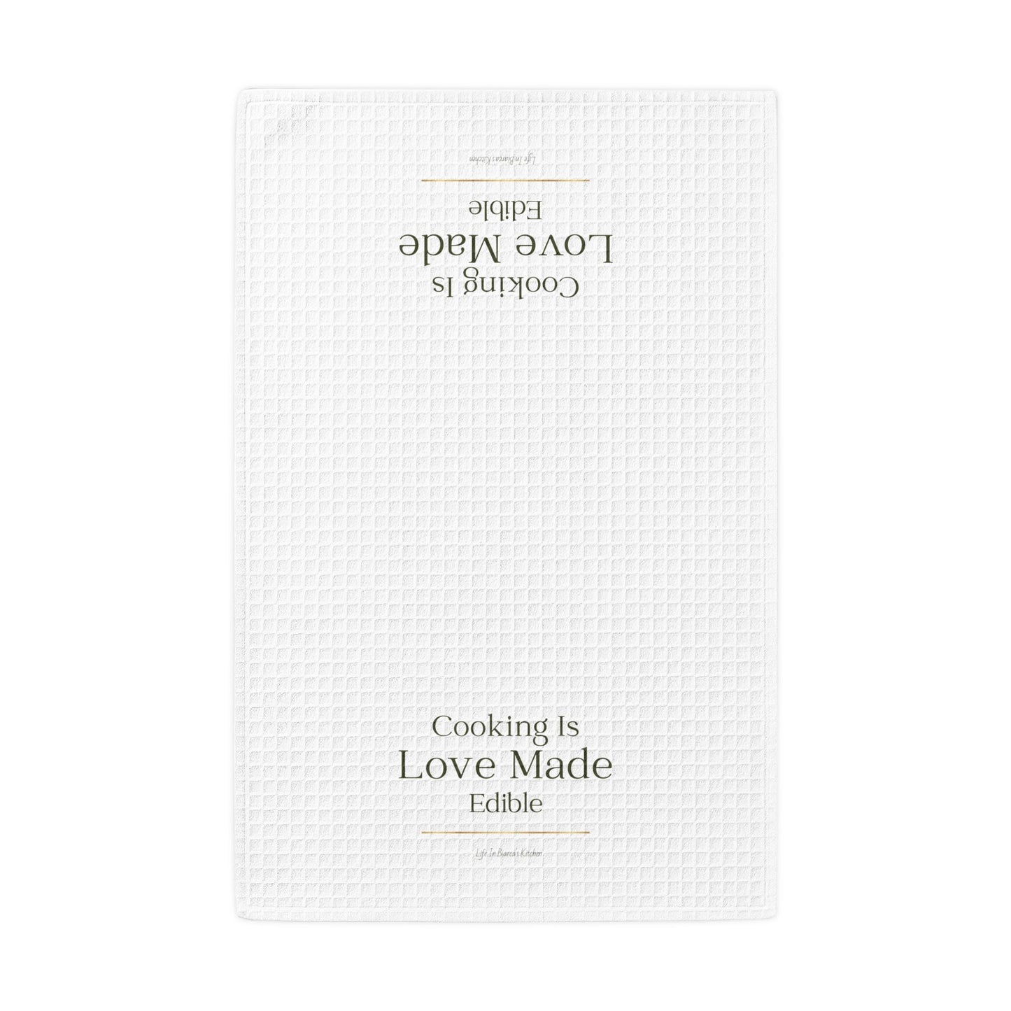 Cooking Is Love Porcelain Style Waffle Weave Kitchen Towel | Kitchen Garden Collection