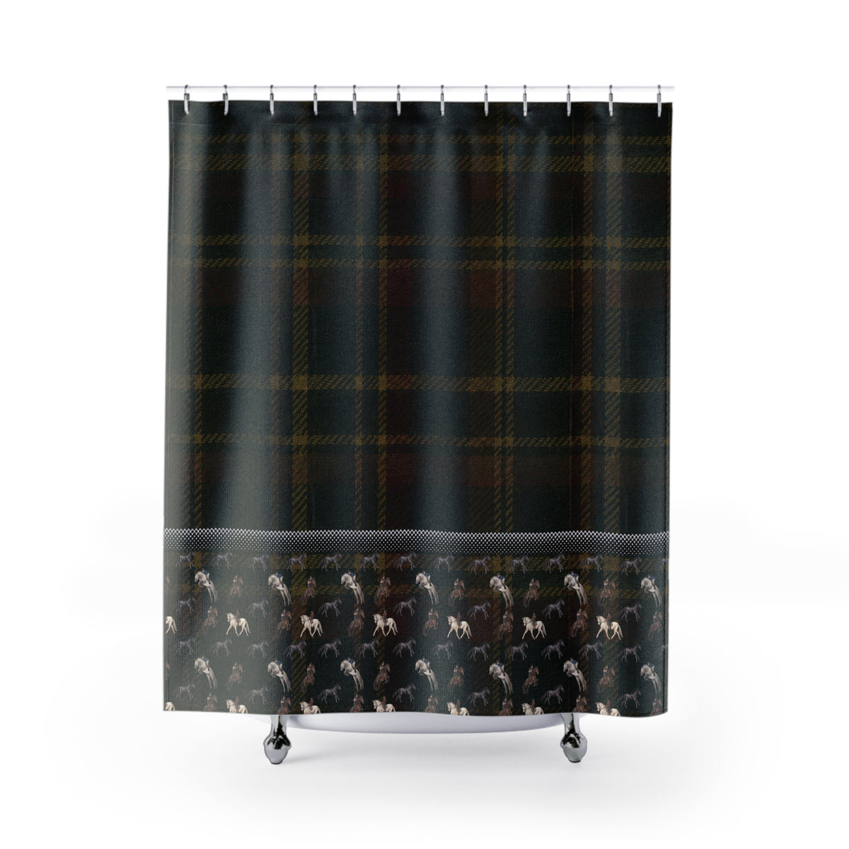 Briarwood Equestrian Shower Curtain — Heritage Tartan Horse Design