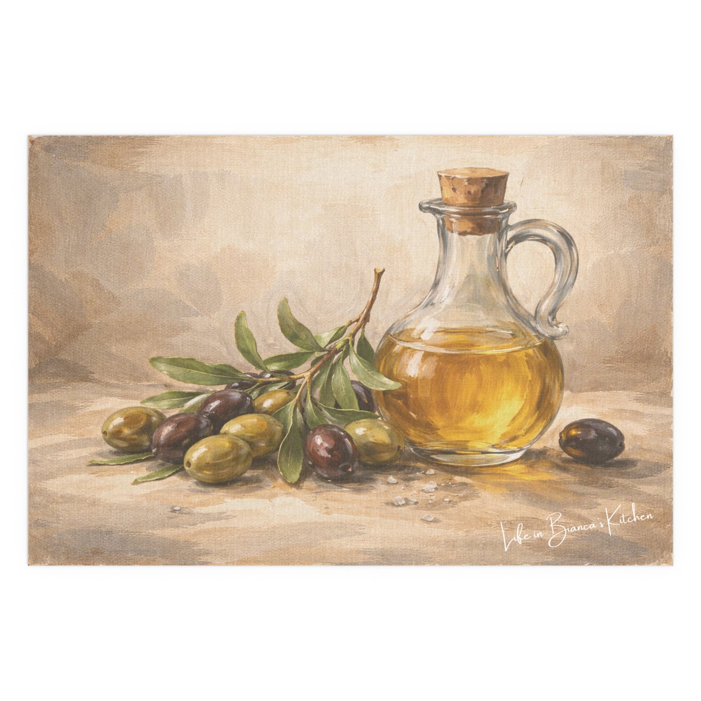Rustic Olives Still Life (Silk Poster )  | La Tavola Rustica