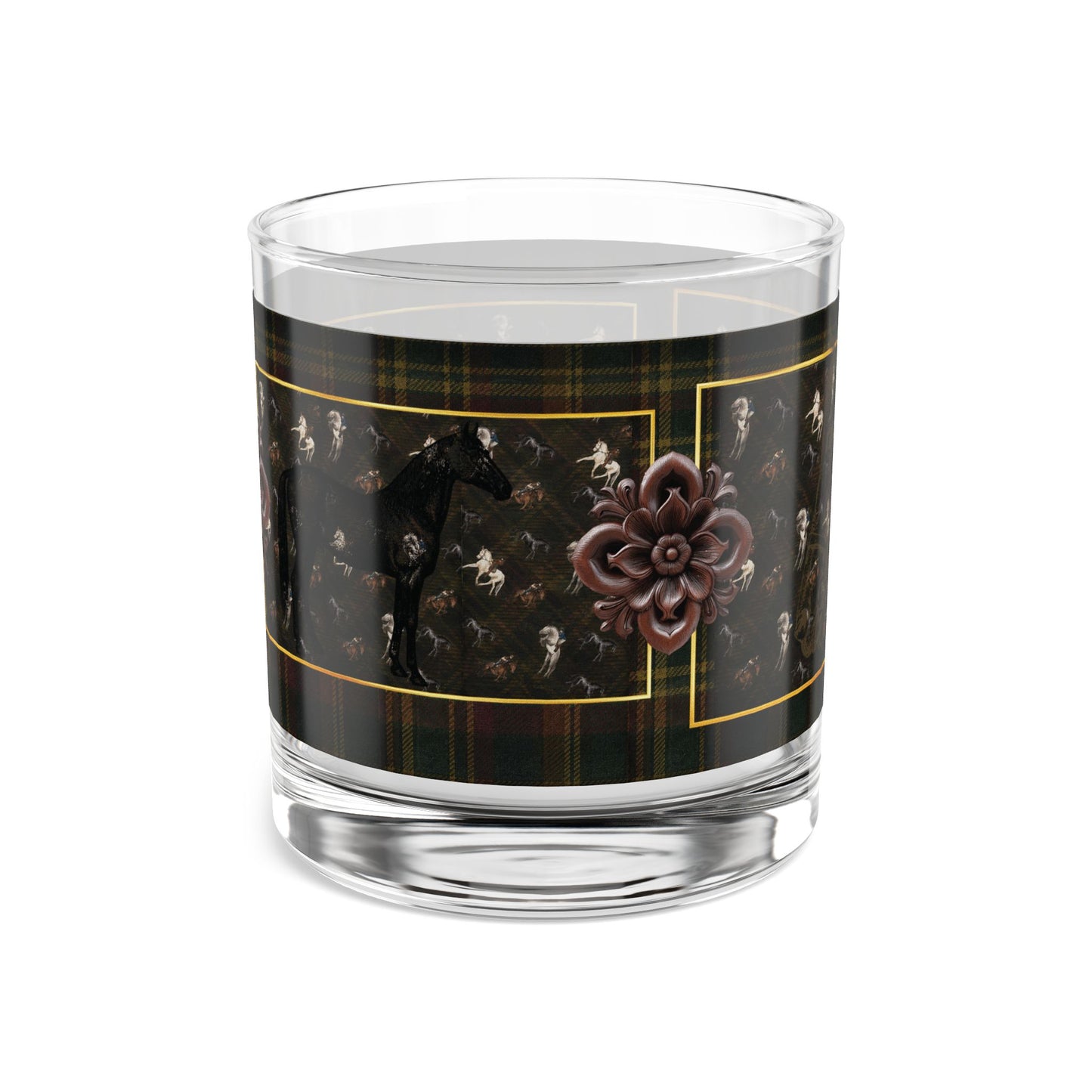 Briarwood Equestrian Rocks Glass — Horse & Heritage Tartan, 10 oz