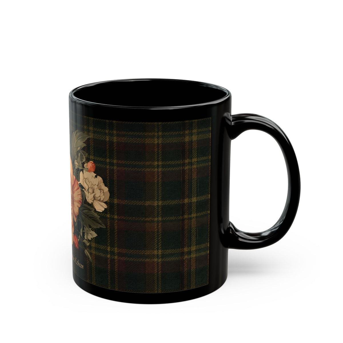 Briarwood Floral Mug — Vintage Rose & Heritage Tartan