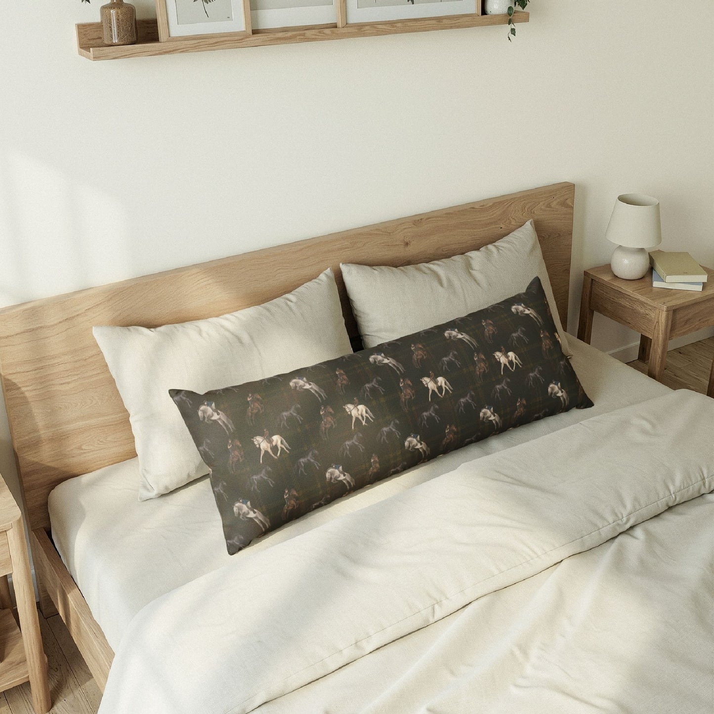 Briarwood Equestrian Body Pillow — Dark Tartan Horse Design